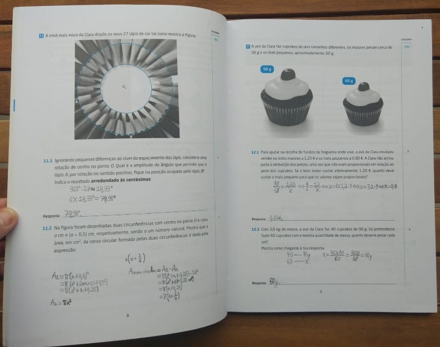 "Provas Modelo 9º Ano Matemática 2016" ASA - Ótimo Estado/Preenchido