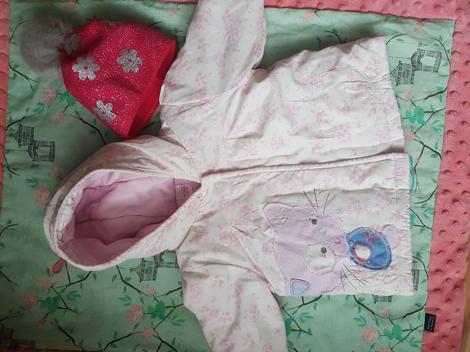 Kurteczka NEXT 3-6miesięcy 62/68 z myszką + czapka z pomponem