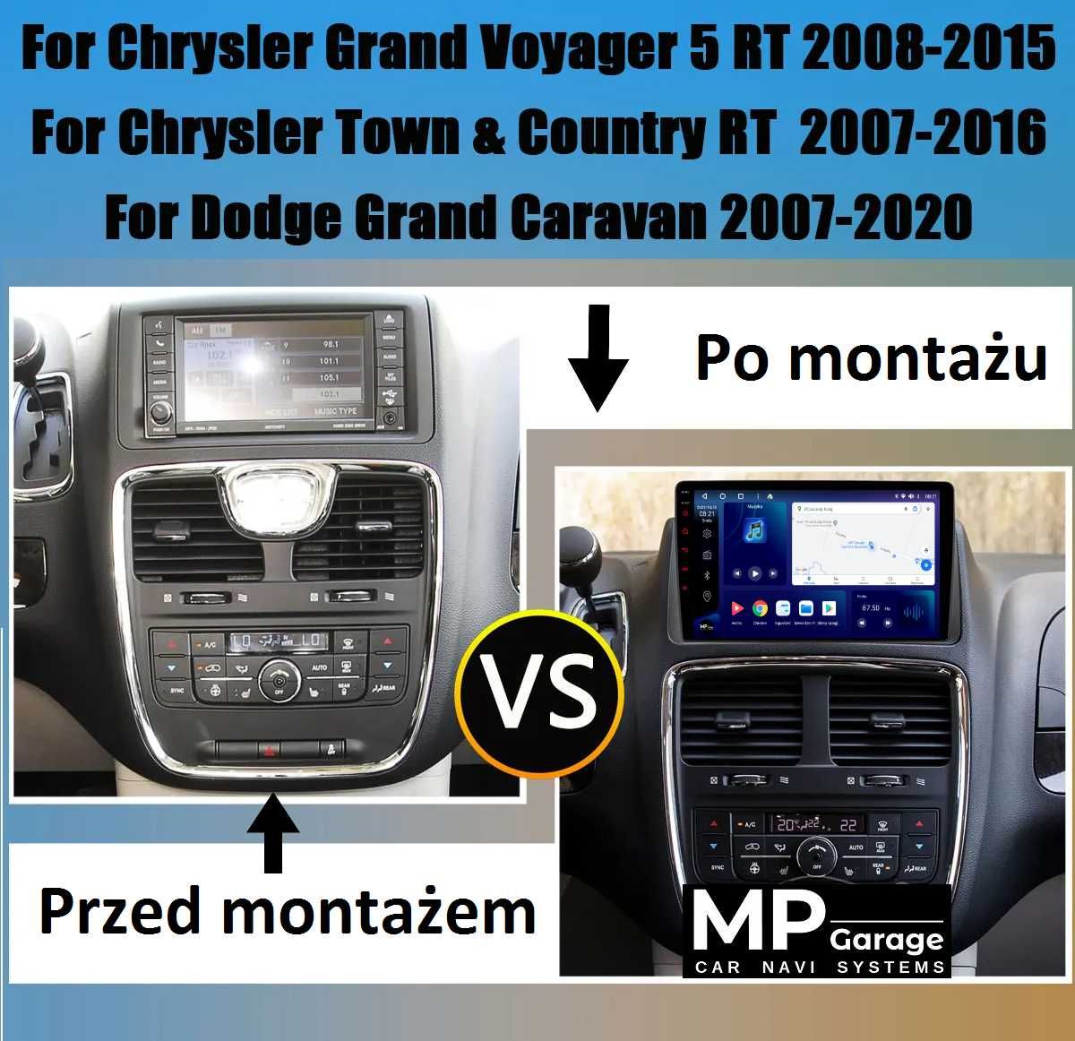 Nawigacja Android11 Chrysler Grand Voyager 5/Dodge Caravan Qled 4G