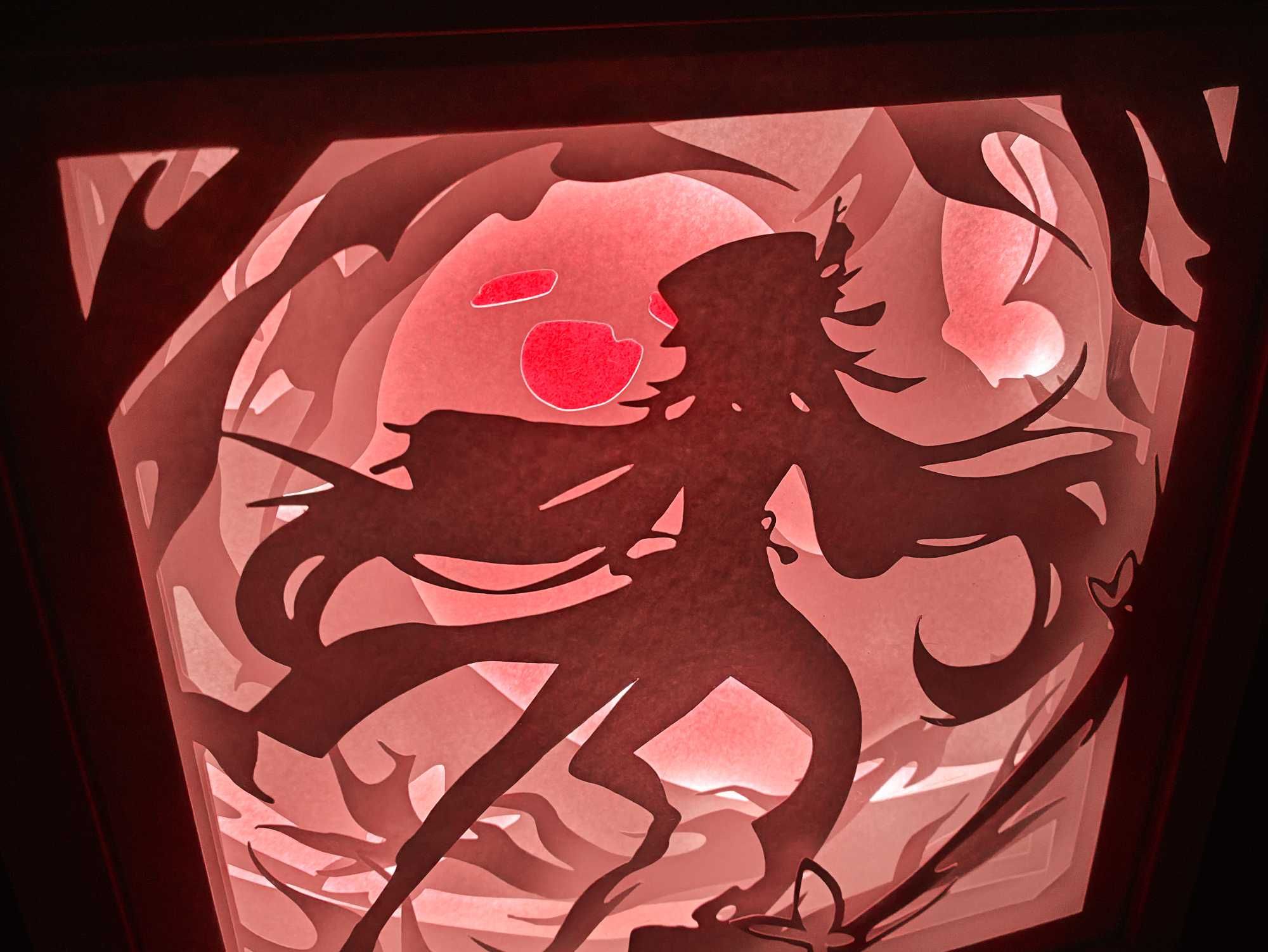 Shadowbox Hu Tao z Genshin Impact - personalizowany prezent Handmade