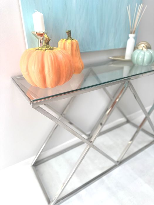 Konsola srebrna toaletka stolik glamour nowoczesny