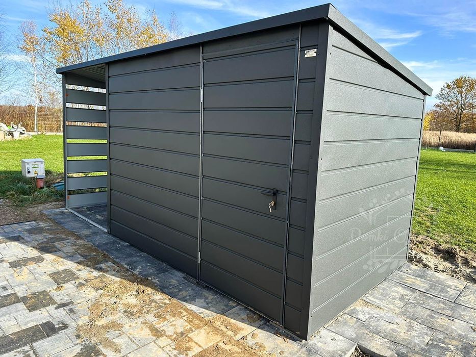 Domek Ogrodowy Schowek 3x2 wiata 1,5x2 okno Antracyt  ID436