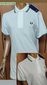 Pólo Fred Perry gola com risca verde