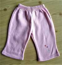 Spodnie bawełniane dresowe 6 miesięcy 74 cm różowe