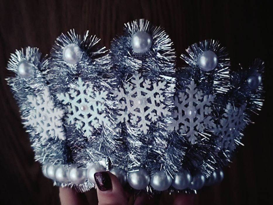 Корона сніжинка, обруч снежинка, новорічний обруч, корона для сніжинки