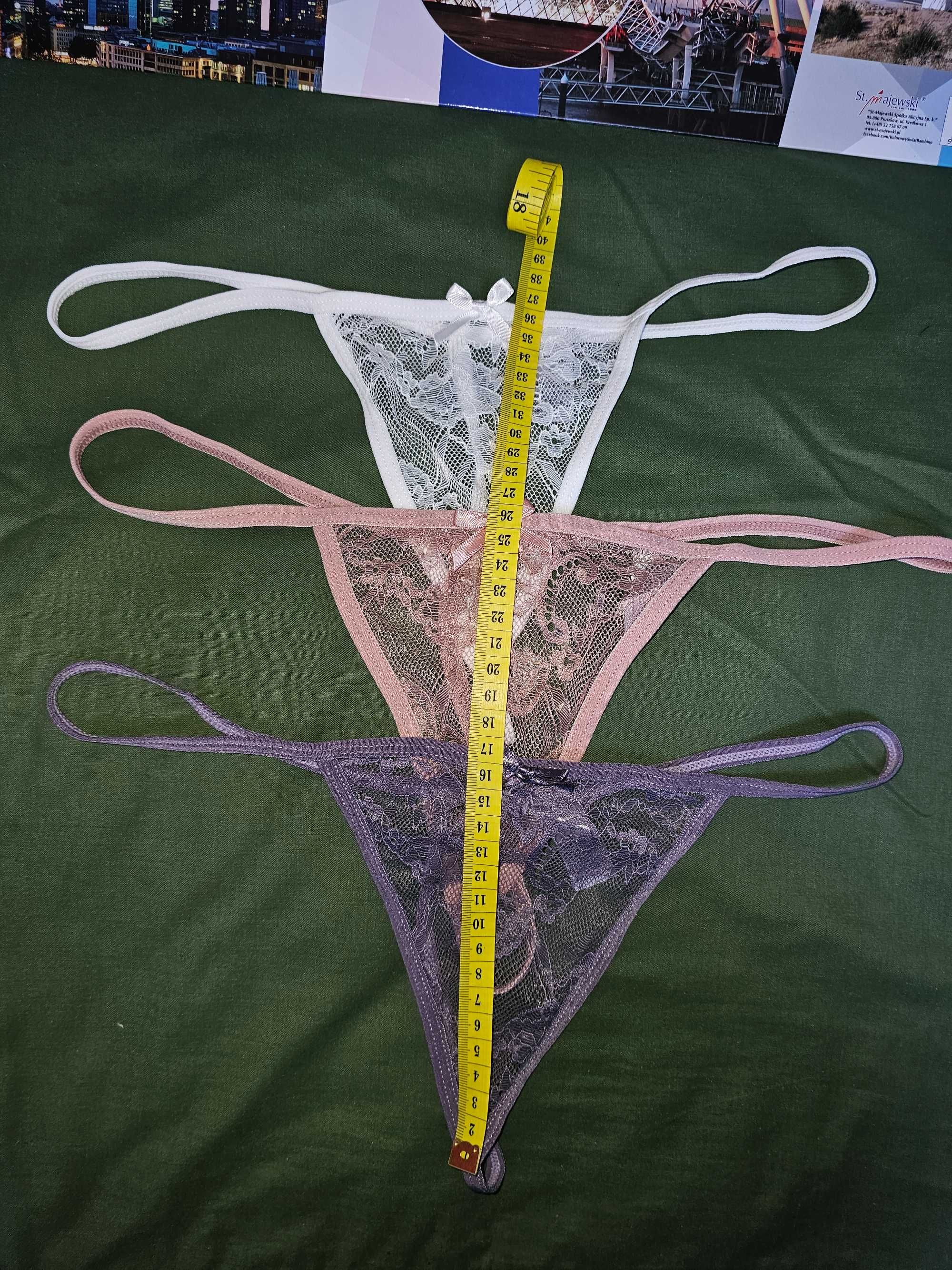 Majtki damskie stringi koronkowe L