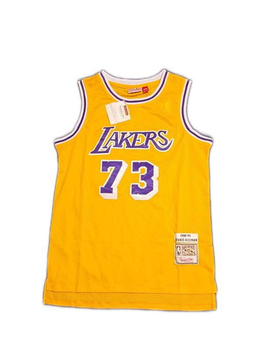 Żółta koszulka LA Lakers Mitchell&Ness nr. 73 Rodman