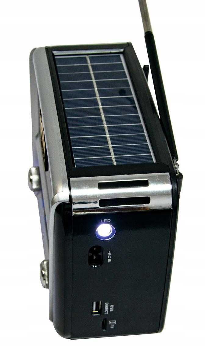 RADIO SOLARNE przenośne retro na akumulator Bluetooth FM AM SW SD USB