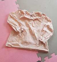 Koszula bluzka z długim rękawem falbanki beżowa dziewczynka Zara r.80