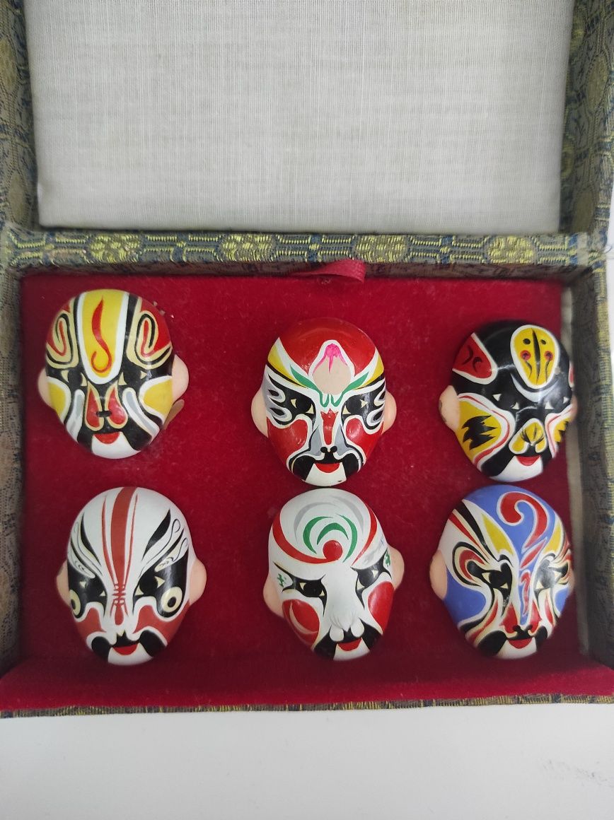 Вінтажні китайскі мініатюрні керамічні оперні маски