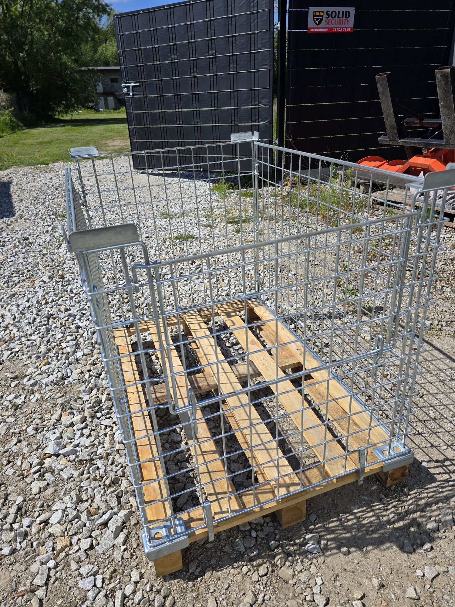 Gitterbox Składany kosz metalowy na paletę WANZL otwierane 2 boki