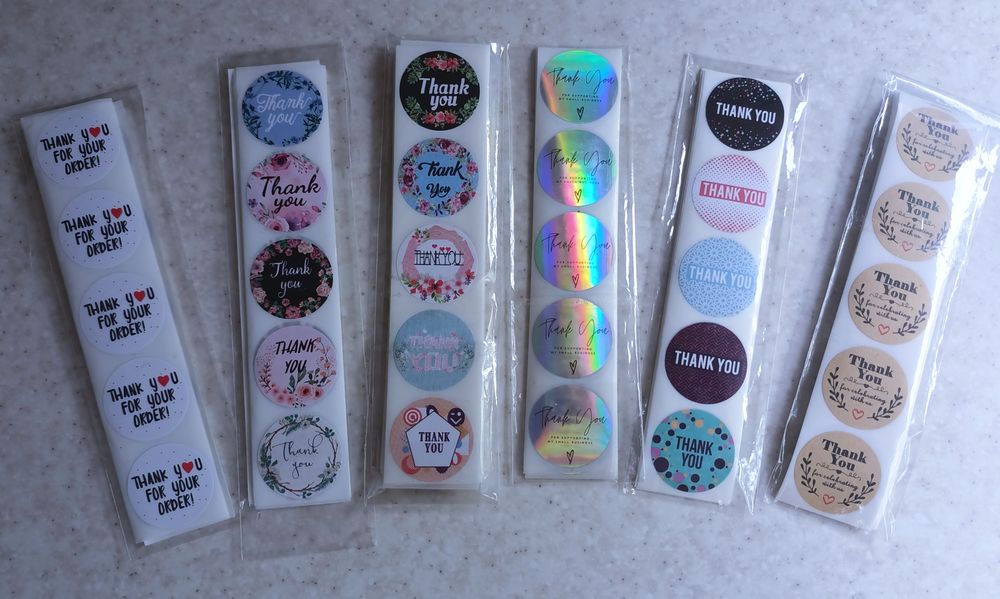 Упаковка наклейки стикеры спасибо thank you happy birthday