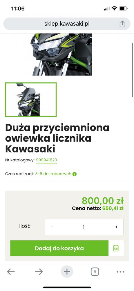 Kawasaki Z650 duża szyba przednia