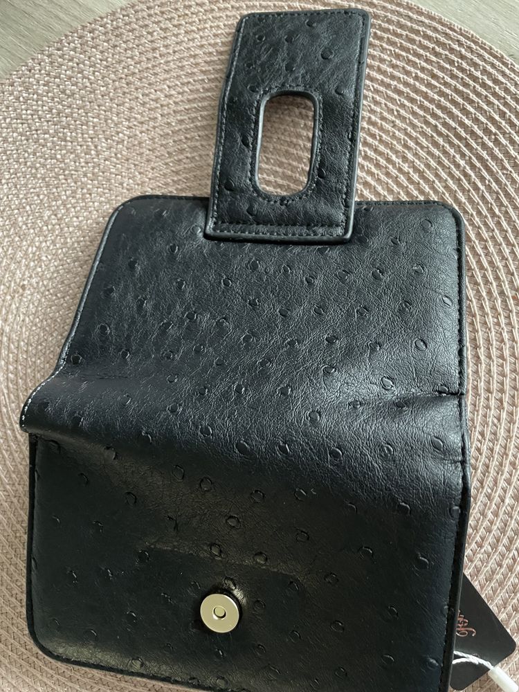 Czarny portfel z eko skóry bigle vintage
