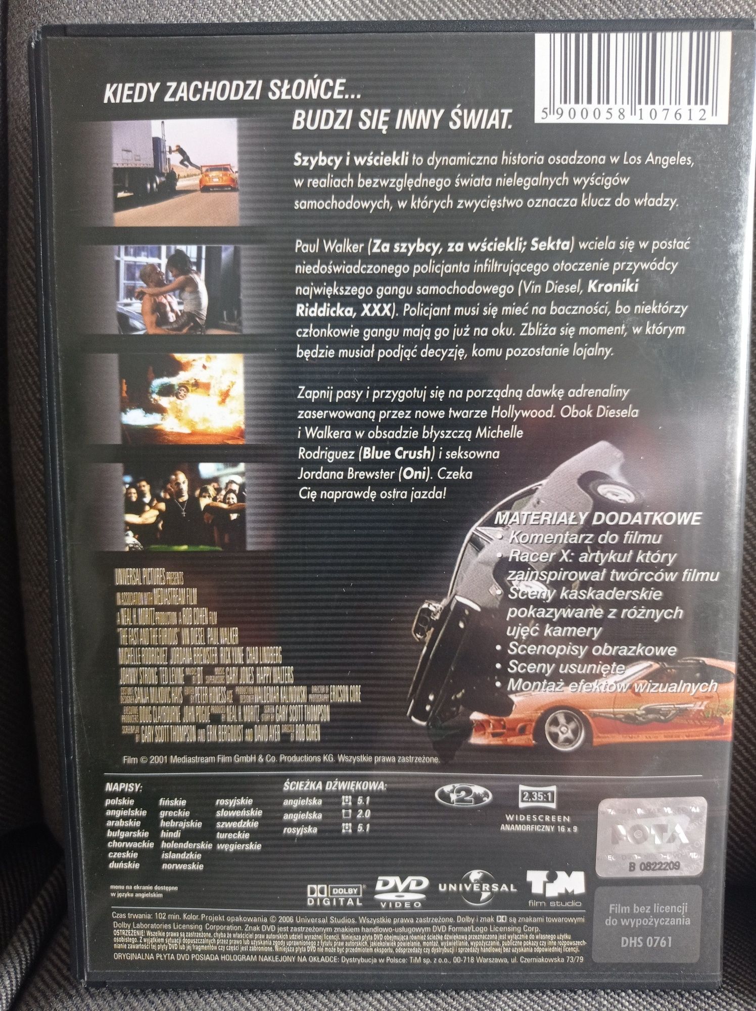 Szybcy i wściekli BOX 3xDVD Za szybcy za wściekli i Tokio drift nowy