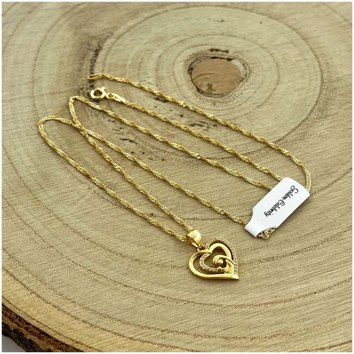 Złoty Naszyjnik Serce Srebro 925 + Róża Wieczna Led Na Urodziny Dla Ko