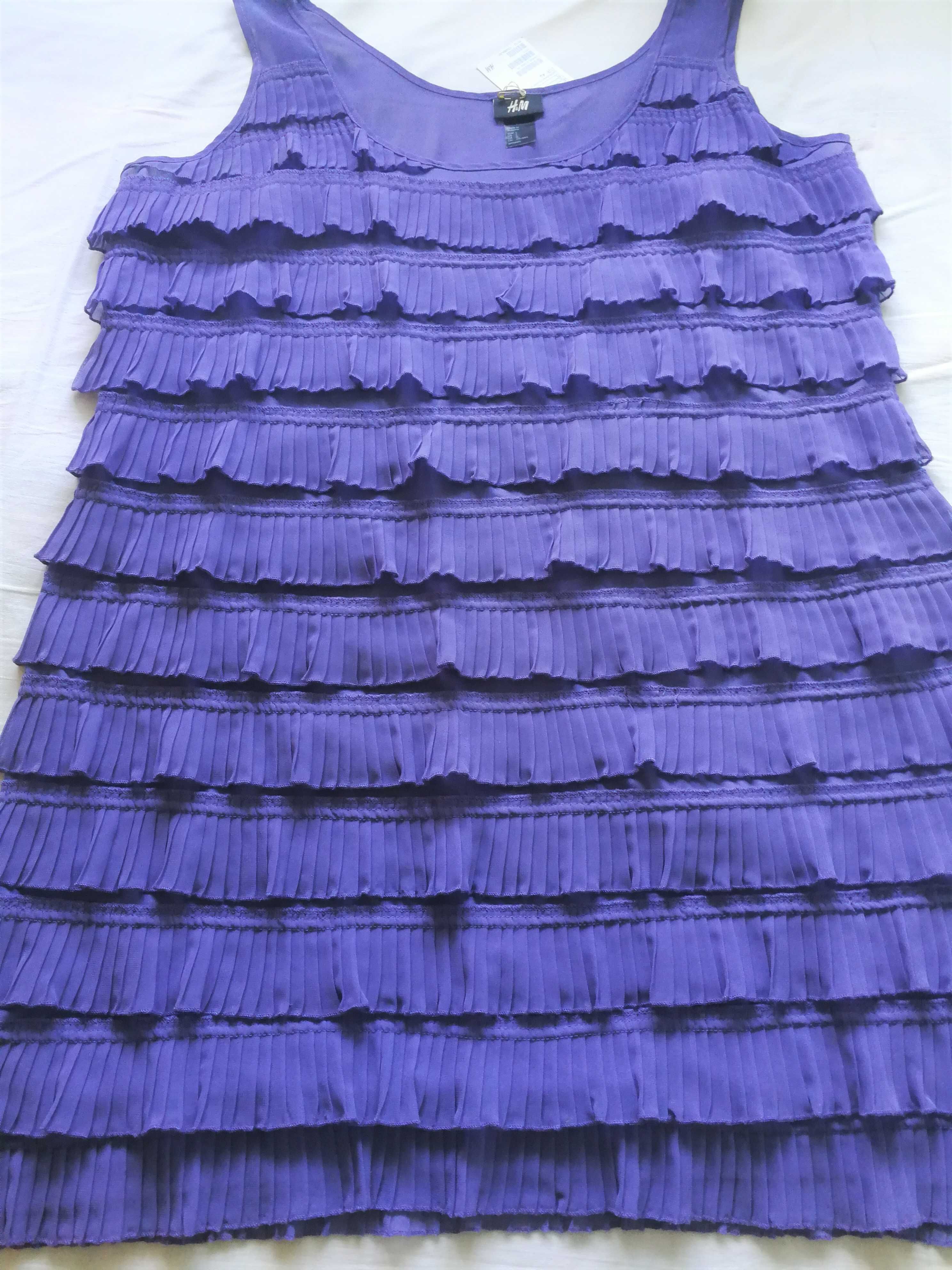 H&M sukienka wizytowa fiolet w pliskę rozm.42/L