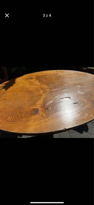 Stylowy owalny stół na jednej nodze do renowacji