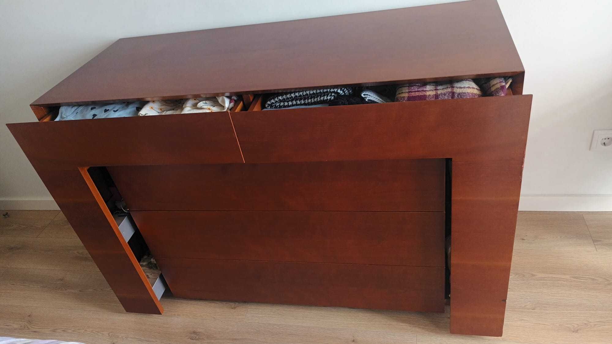 Comoda em cerejeira maciça e Wengue + mesa de cabeceira