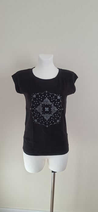 Bluzka koszulka t-shirt kolor czarny krótki rękaw Reserved rozm. XS