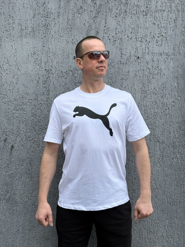 Оригінал Футболка Puma Essentials Big Cat Logo 67889002 пума біла M L