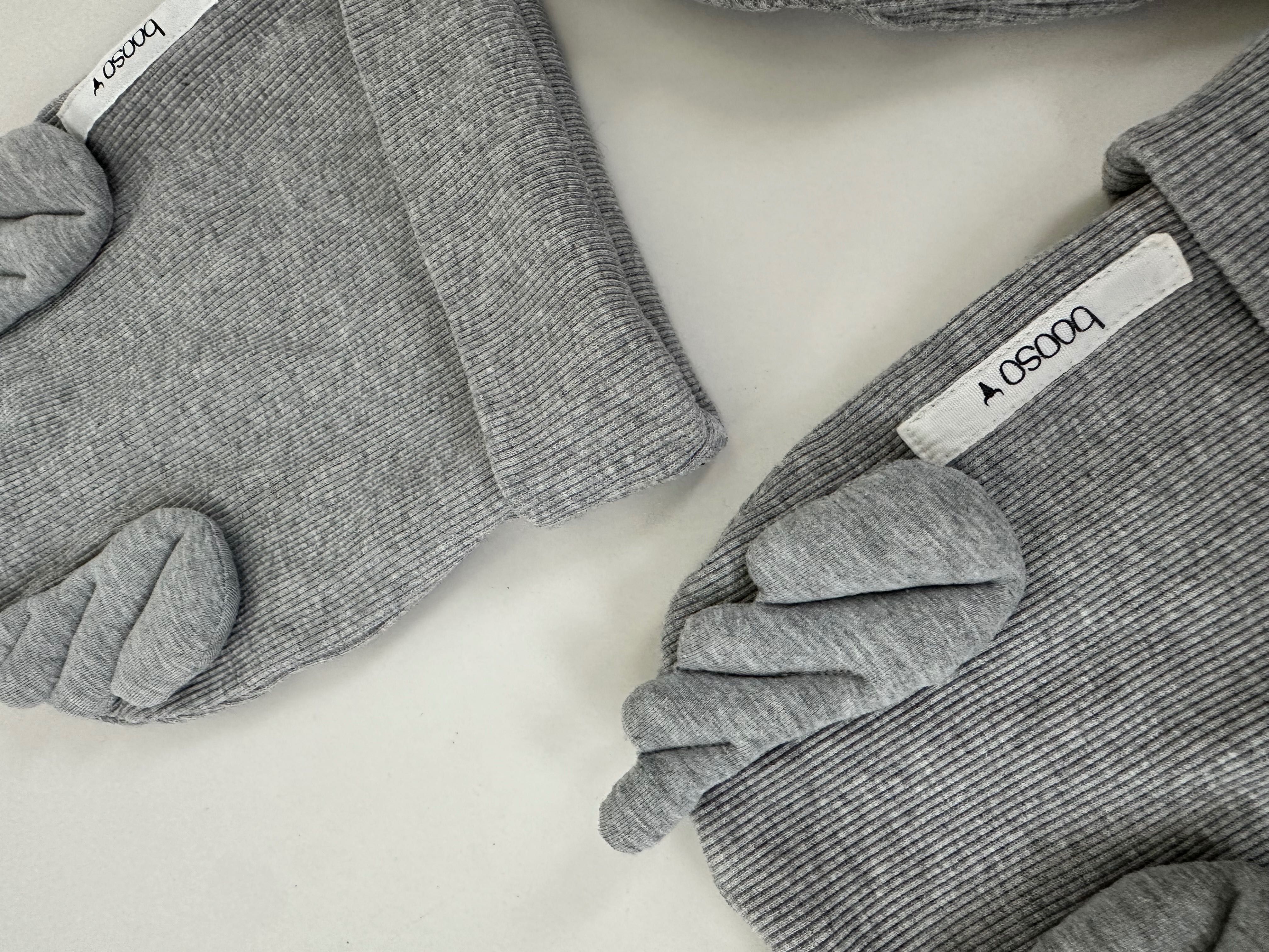 BOOSO czapka rodzinny zestaw- BEANIE WINGS double gray marl 3 szt