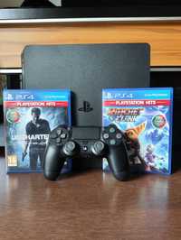 PS4 Slim 500GB + 2 Jogos + 1 Comando Original + Cabos