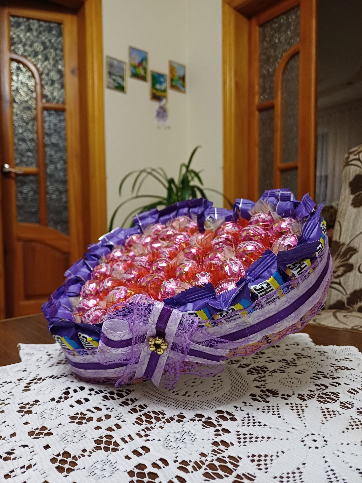 Сердечко з цукерок