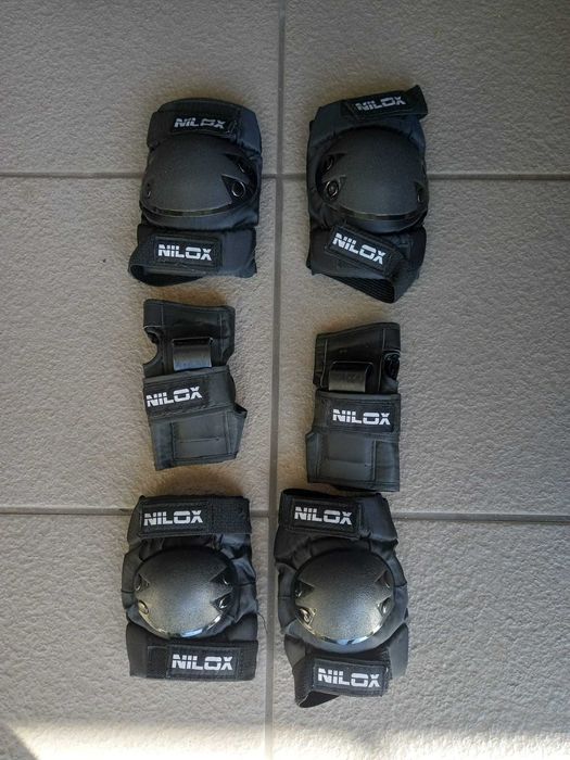 conjunto joelheiras, cotoveleiras e maos