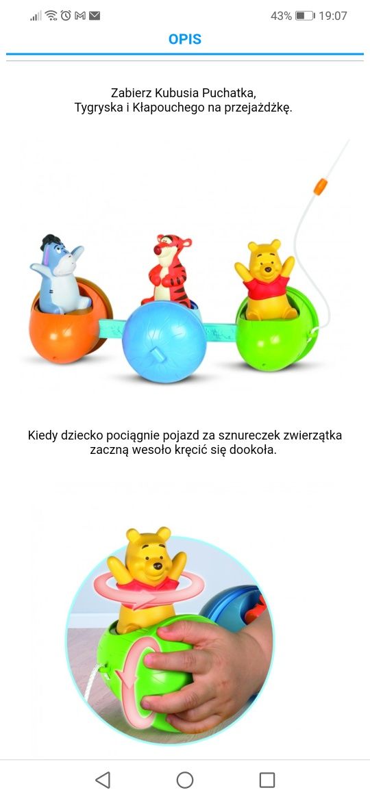 Pociąg zabawka Kubusia Puchatka i przyjaciół firmy Tomy