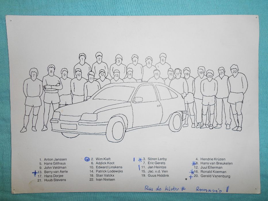 Karta z piłkarzami PSV Eindhoven 1988-89 Oryginalna Unikalna