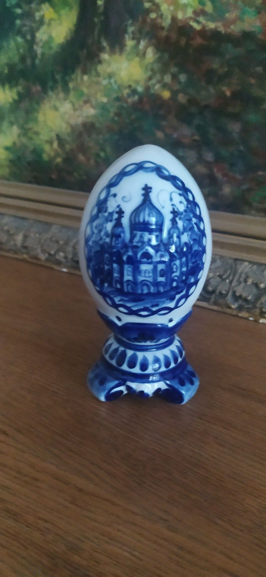 Пасхальное яйцо Гжель фарфор