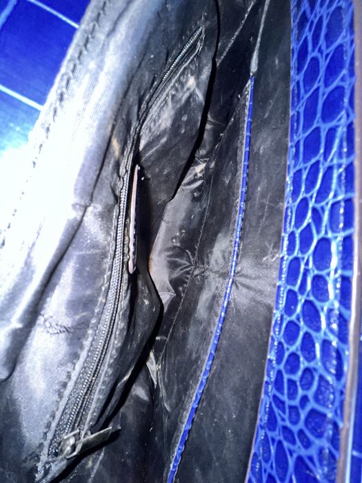 Yves Saint Laurent crocodile leather bag blue