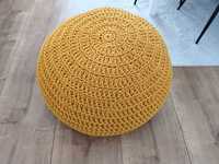 Poduszka pufa do siedzenia pleciona ręcznie żółta 60 cm