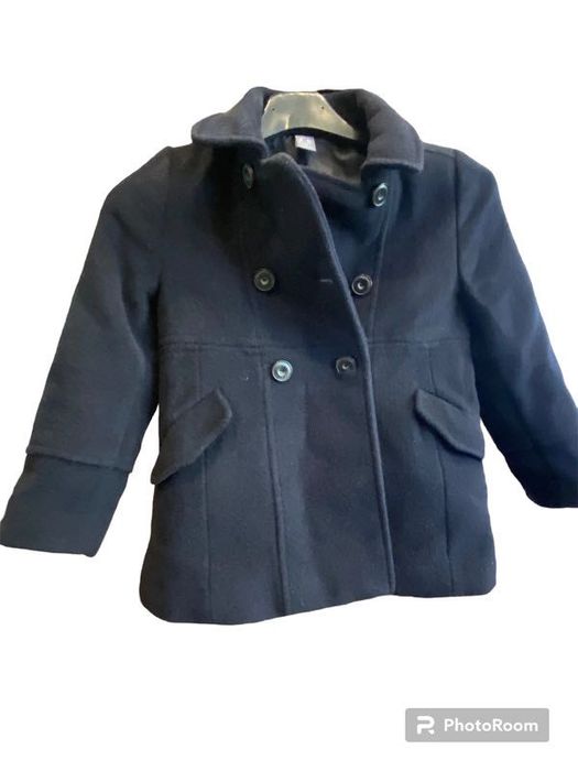 Piękny Ciemnogranatowy Wełniany Płaszczyk Zara Kids 4/5 lat, 110cm