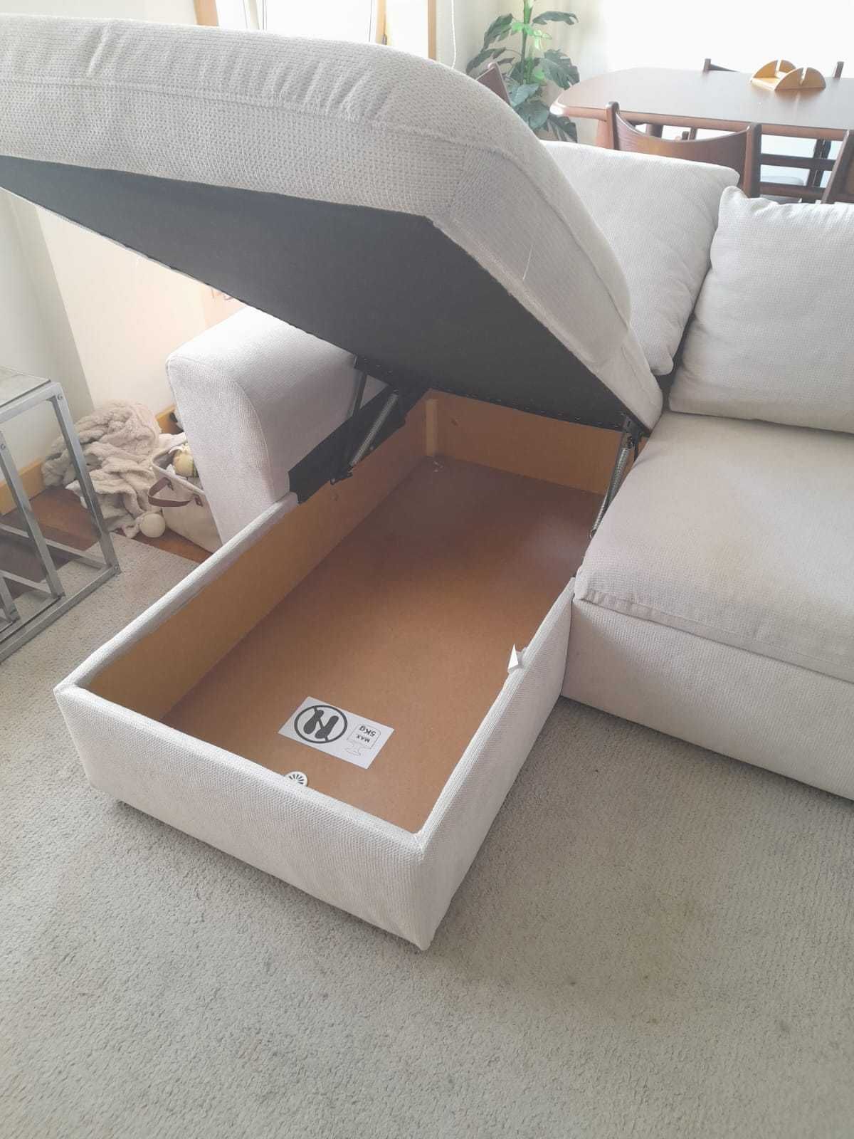 Sofá com Chaise Longue e Arrumação | Cor cinza (235 cm)