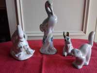 Figurki porcelanowe czapla kot łabędź sarenka Wołyń Połonne