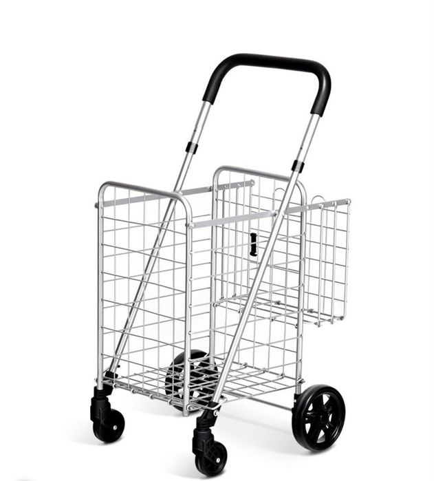 Wózek na zakupy Costway srebrny idealny na prezent
