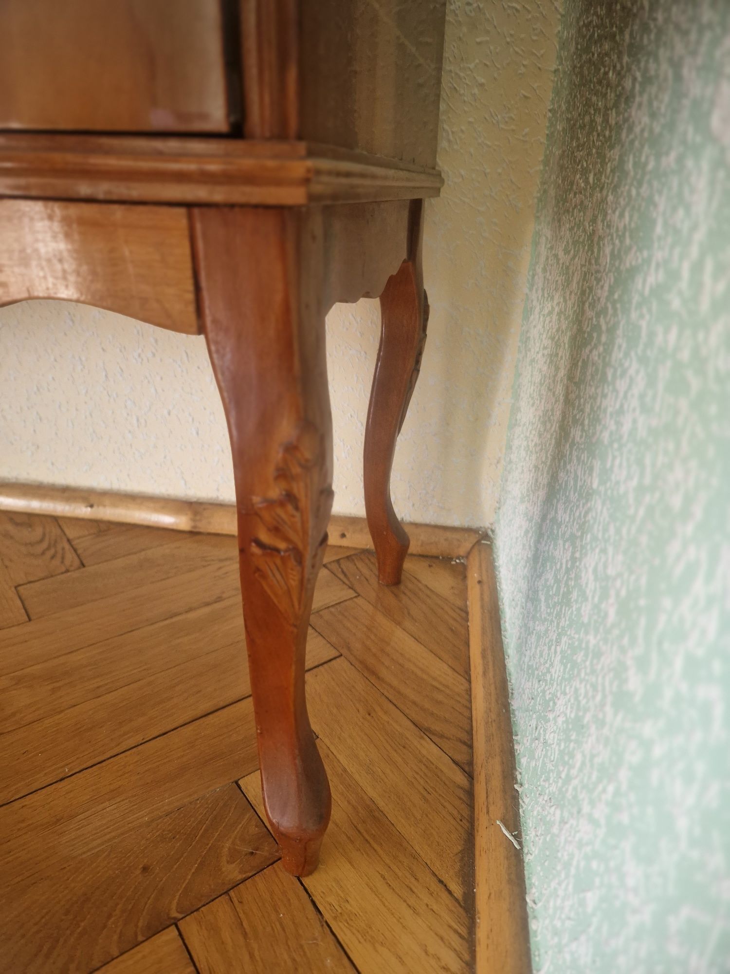 Sekretarzyk Drewniana Oryginalna Stylowa szafka PRL z siedziskiem na p