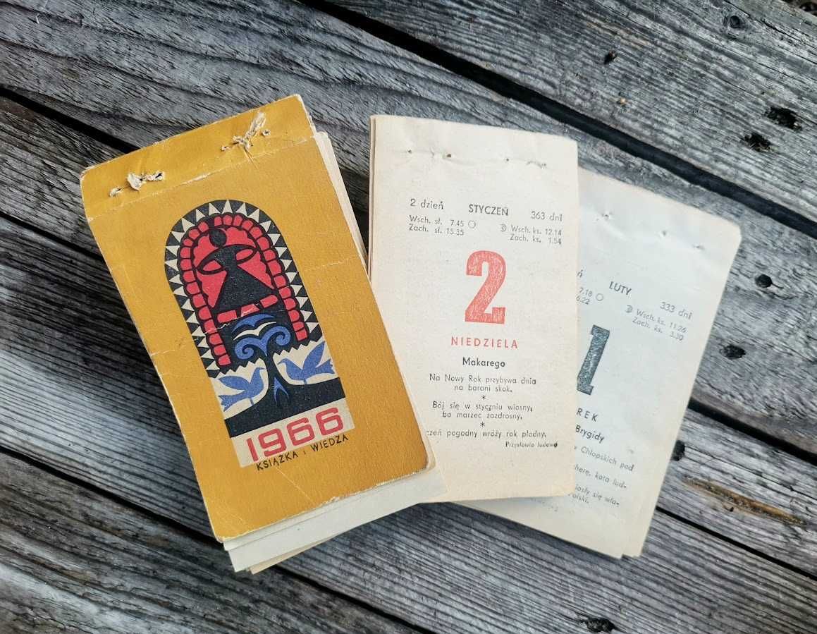 Kartka z kalendarza 1966 - oryginalna