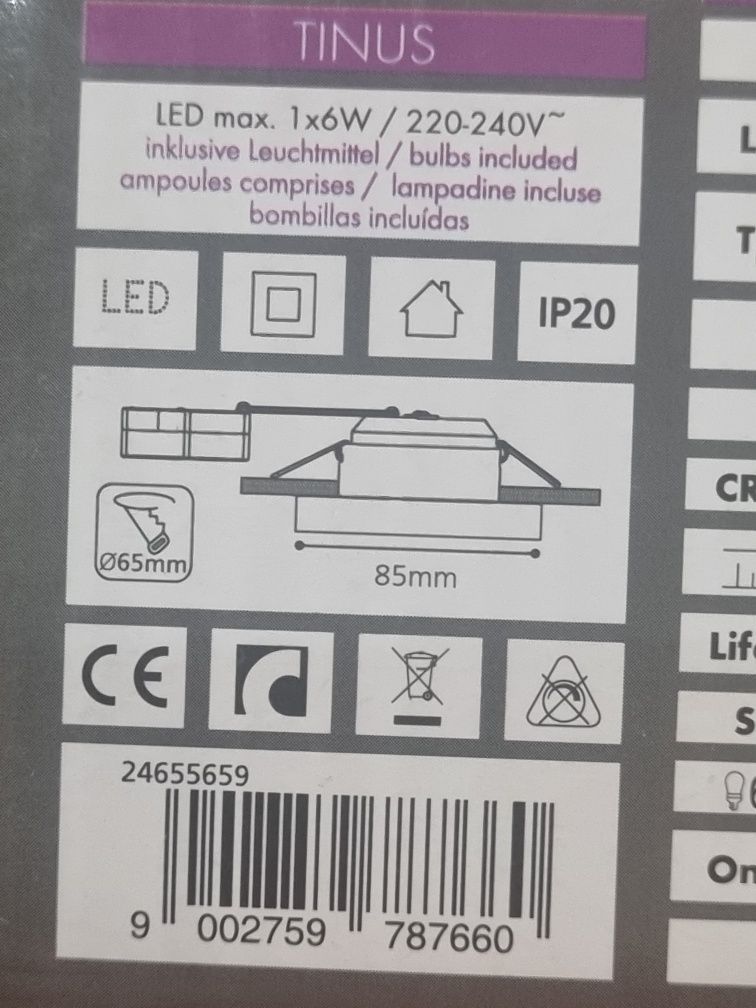 2 szt oprawek wpuszczonych LED,  Tunis, 1x LED,  6W/ 230V