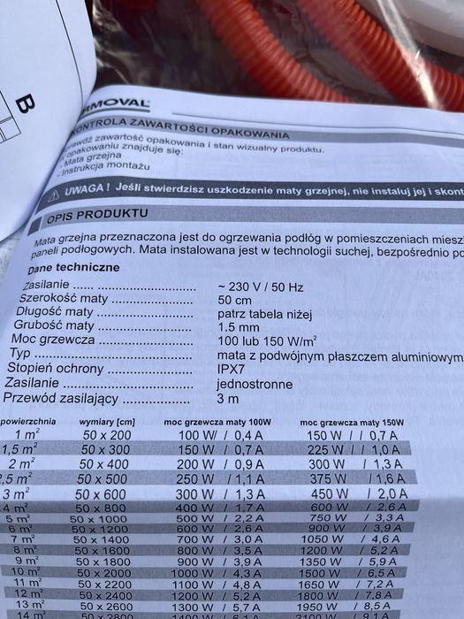Mata grzewcza pod panele 18-20m2, podłogówka Thermoval wifi zestaw