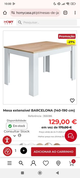 Mesa de Jantar extensível praticamente nova