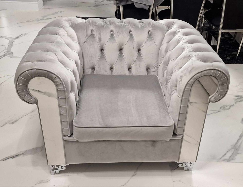 Zestaw wypoczynkowy sofa narożna i fotel