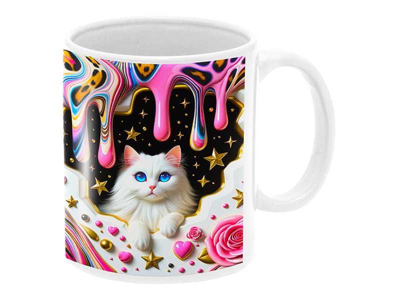 Kubek Kot Z Kotem Dla Kociary Piękny Kolorowy Kubek 330ml Prezent