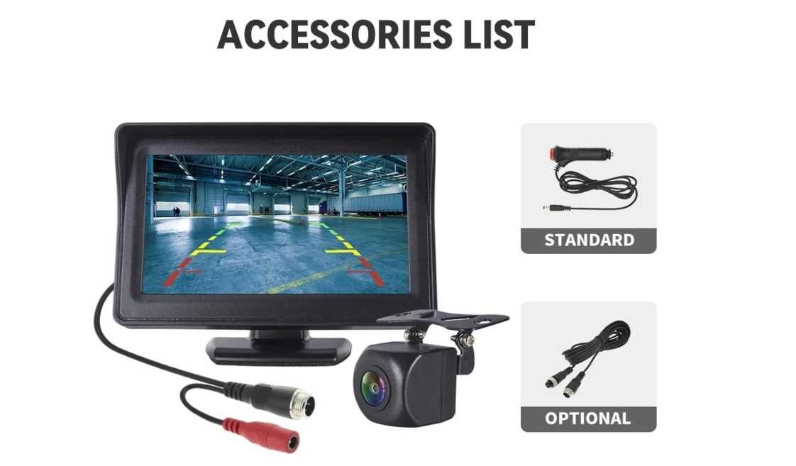 Rejestrator Jazdy Fuul HD Kamera Cofania Z Monitorem HD 4,3Cala 24V