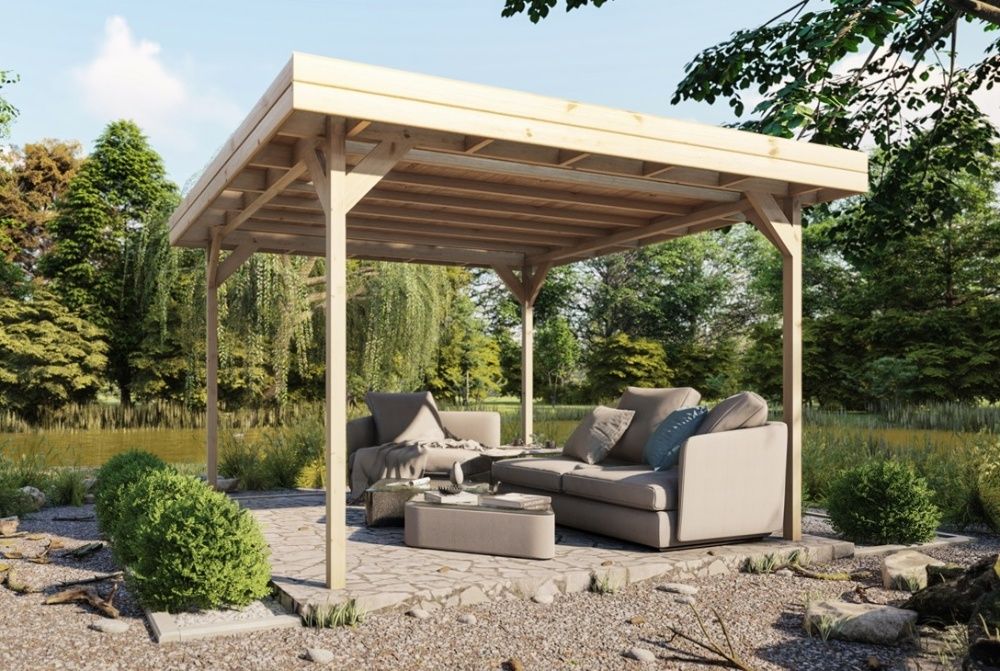 Domek ogrodowy z tarasem Agawa 4x5 drewniany 50% rabatu montaż