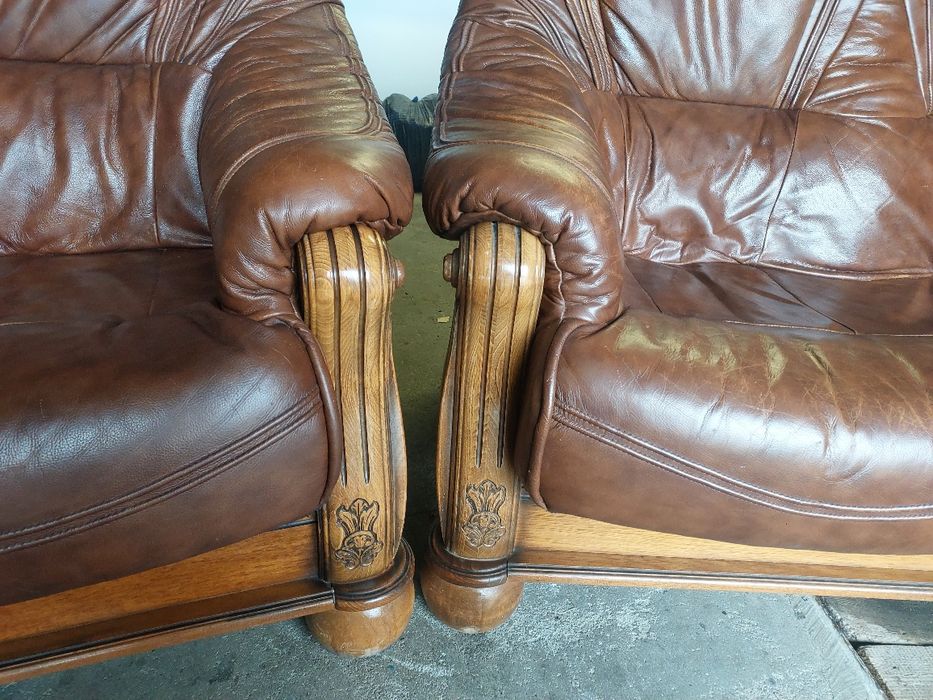 Kanapy skórzane, komplet wypoczynkowy