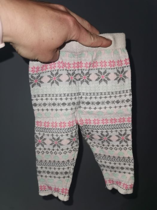 Ciepłe spodnie, grube legginsy sweterkowe Early Days 62 68 zimowe