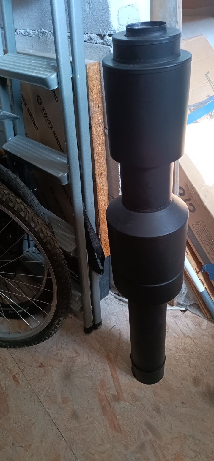 Komin  spalinowy Jeremias TWIN 36B rura 930 mm 60/100 z pionowym zakoń